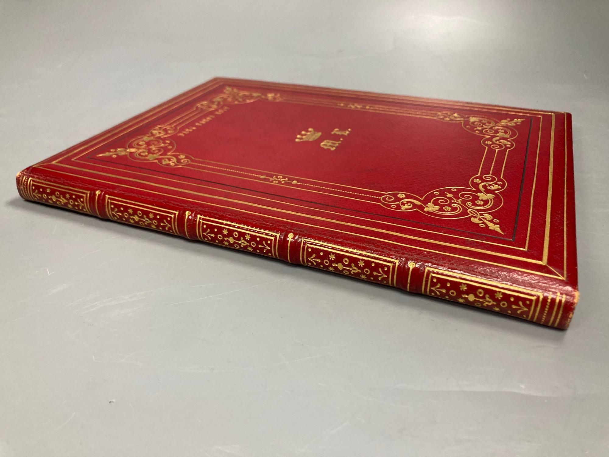 Lindsay family, 1866 red and gilt tooled calf bound, hand written, poem and drawings